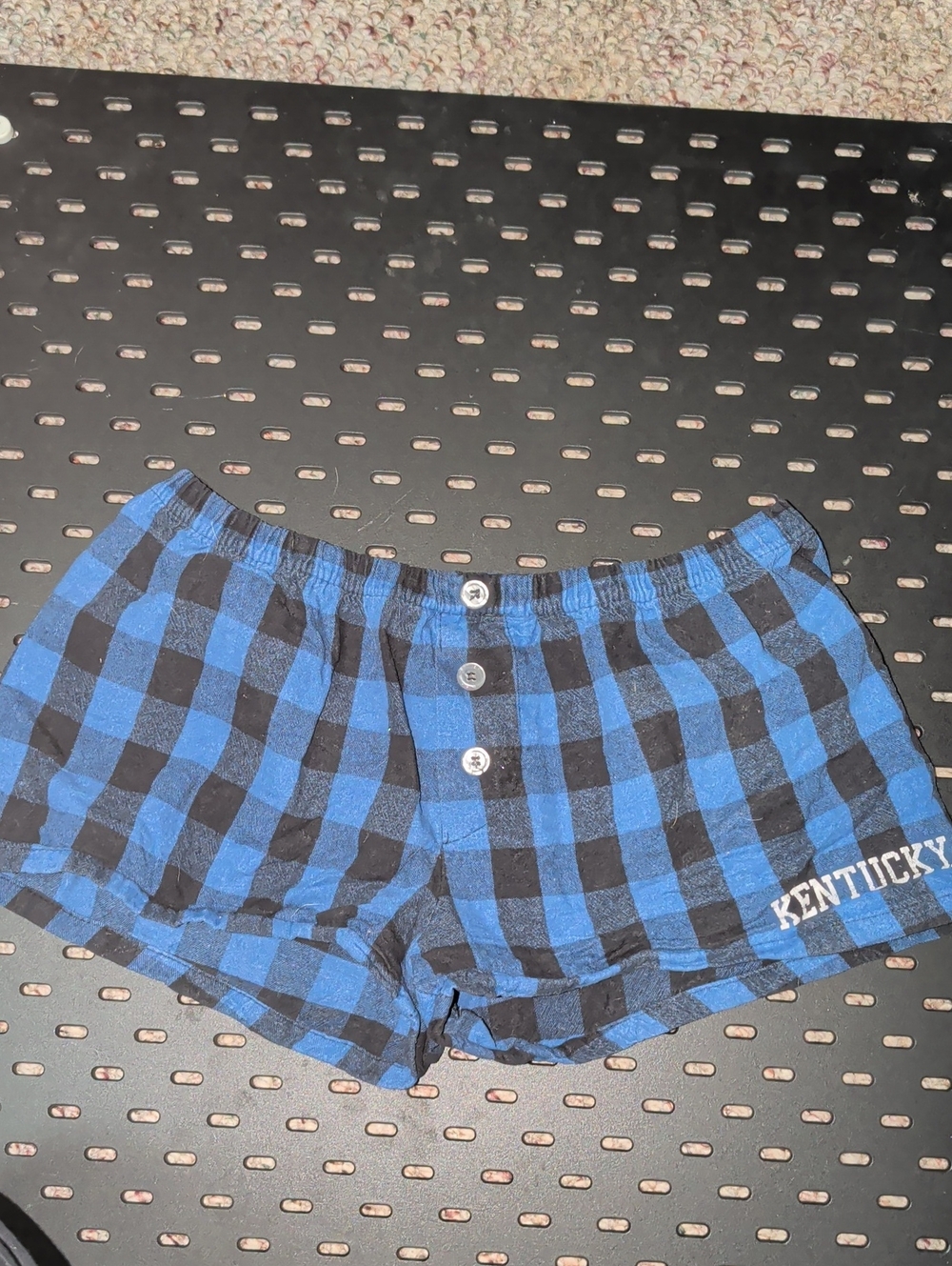 Plaid High-Waist Lounge Shorts - Blue & Black